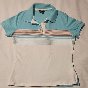 Le Tigre - Women's Striped Polo Shirt - Blue and White - Medium